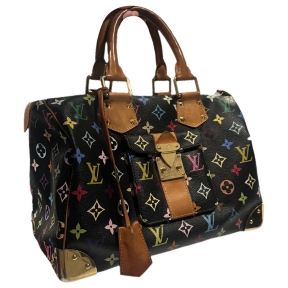 Louis Vuitton black Murakami multicolour vintage bag Speedy y2k